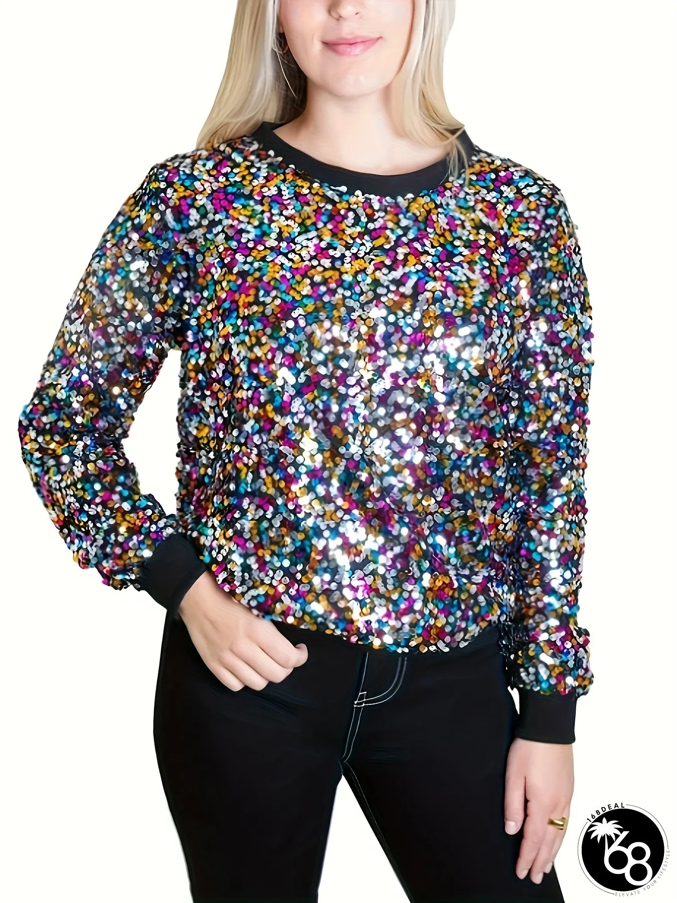 European & American Fashion Sequined Long-Sleeve Pullover Sweatshirt Stylish Versatile Top | 168DEAL