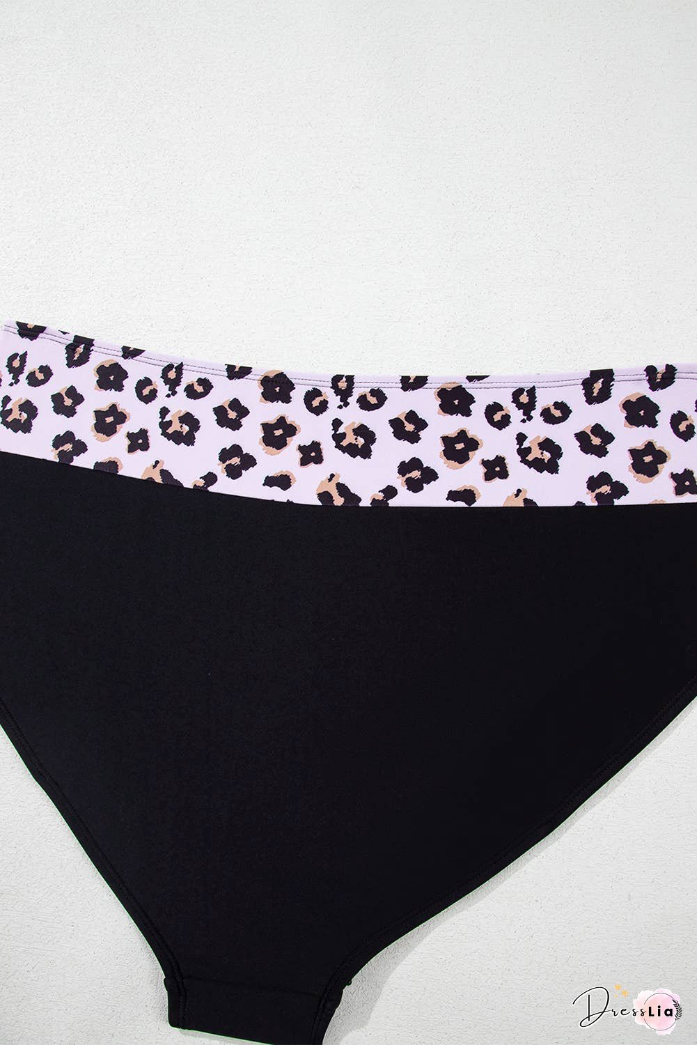 Plus Size 2pcs Leopard Patchwork High Waisted Swimsuit