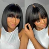 New Glueless Short Bob Wig With Bangs Straight Hair Wigs