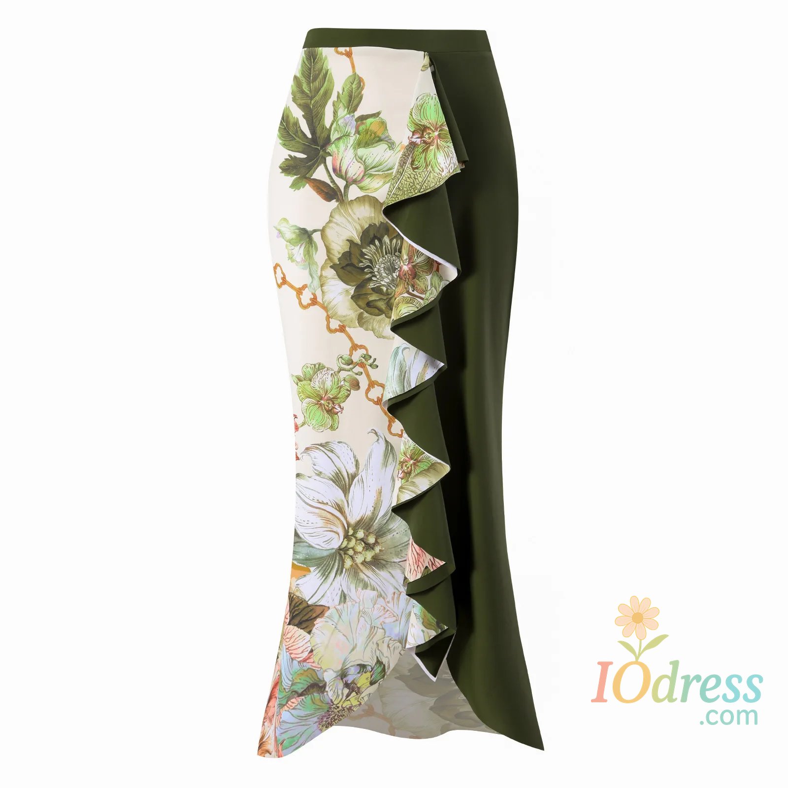 IO Dress High Waist Split Swimsuit Set Bikini 3D Flower Swimsuit Chiffon Skirt Women Print Swimwear Ruffle Beach Bathing Suit Skirt