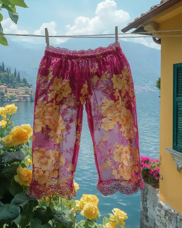 Summer Vacation Ruffle Lace Chiffon Contrast Shorts eac3