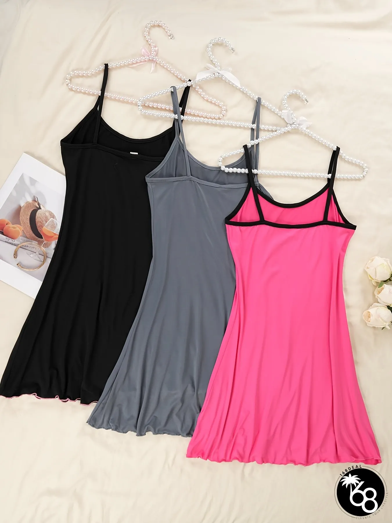 3pcs Womens Casual Sleepwear Four Seasons SpringSummer Pajama Cute Bear Print Sleeveless | 168DEAL