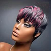 Glueless Salt and Pepper Short Straight Pixe Cut Hair