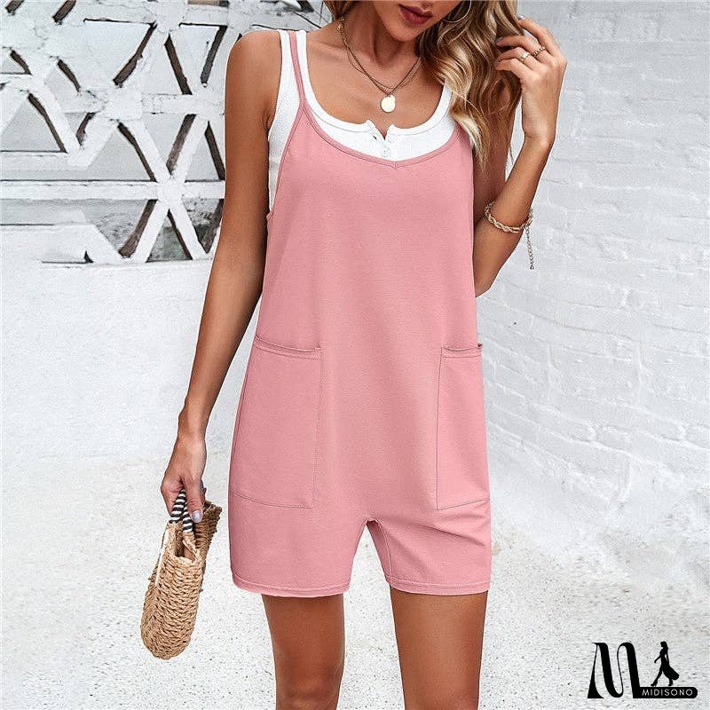 Colorful Pocketed Romper For Casual Wear