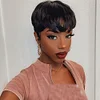 Pixed Cut Short Wig Black 4Inch Bob Straight Hair