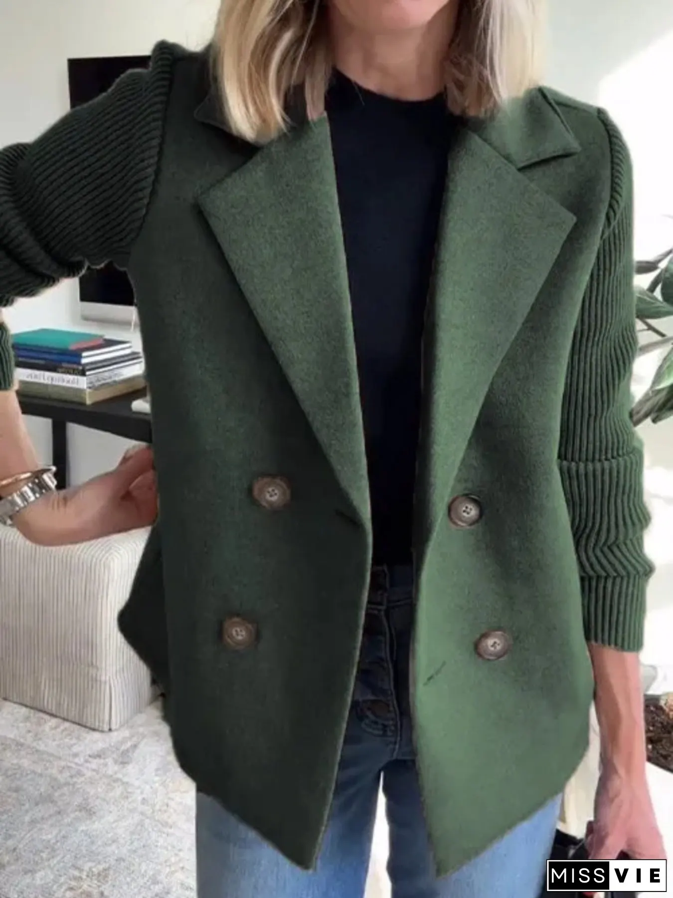 Womens Lightweight Fleece Blazer Jacket Elegant Collar Lapel Structured Fit Long Sleeve