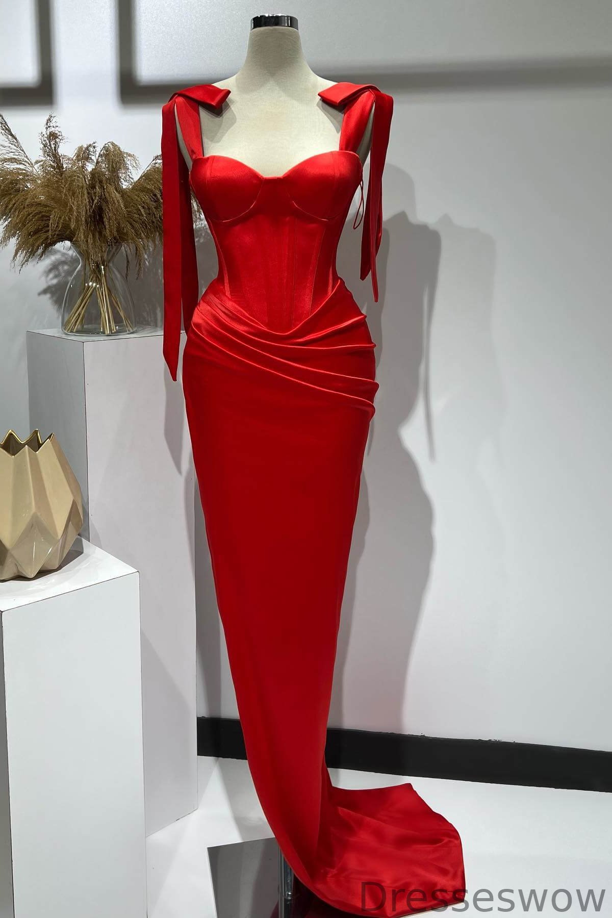 Dresseswow Red Sweetheart Sleeveless Mermaid Evening Dress Long On Sale