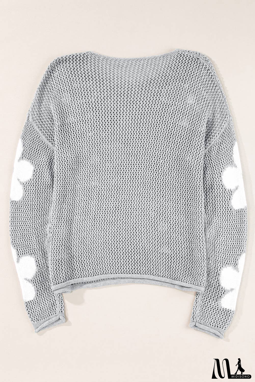 Big Flower Hollowed Knit Drop Shoulder Sweater