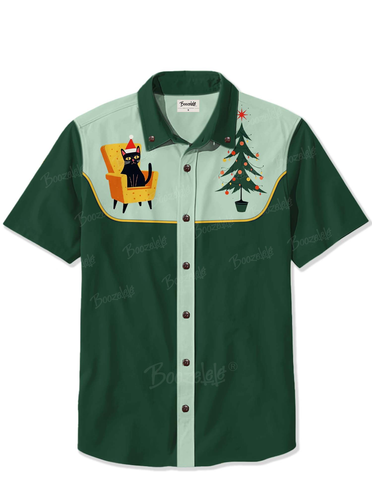 Christmas Tree And Cat - 100% Cotton Shirt