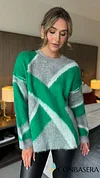 Zuzu Green Oversized Plush Pattern Jumper
