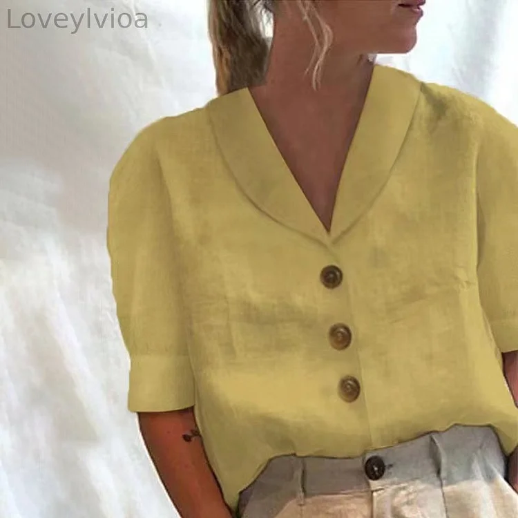 Women'S Button Down Cotton Linen Casual Shirt