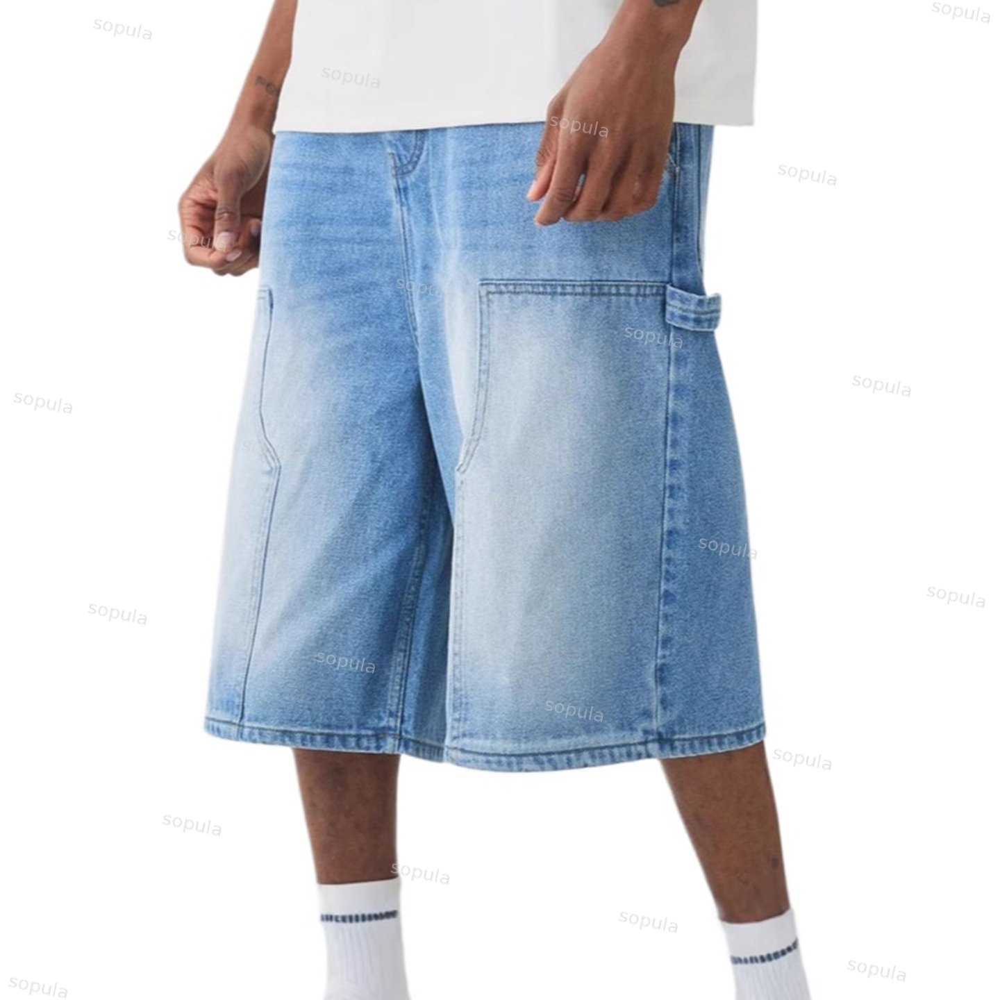 Men's Casual Solid Denim Shorts