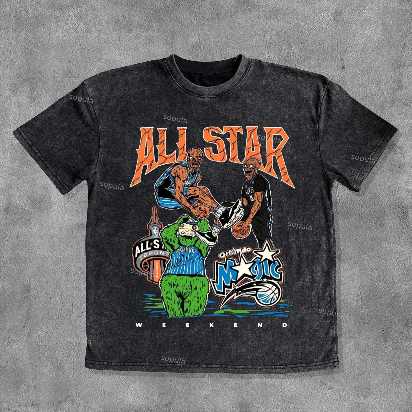 Sopula All Star Graphic Washed Basketball T-Shirt