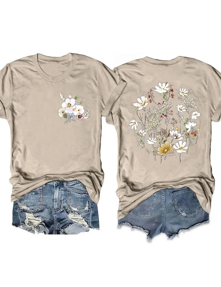 Eagerlys Spring Summer Vacation Casual Plant Flower T-shirt Eagerlys