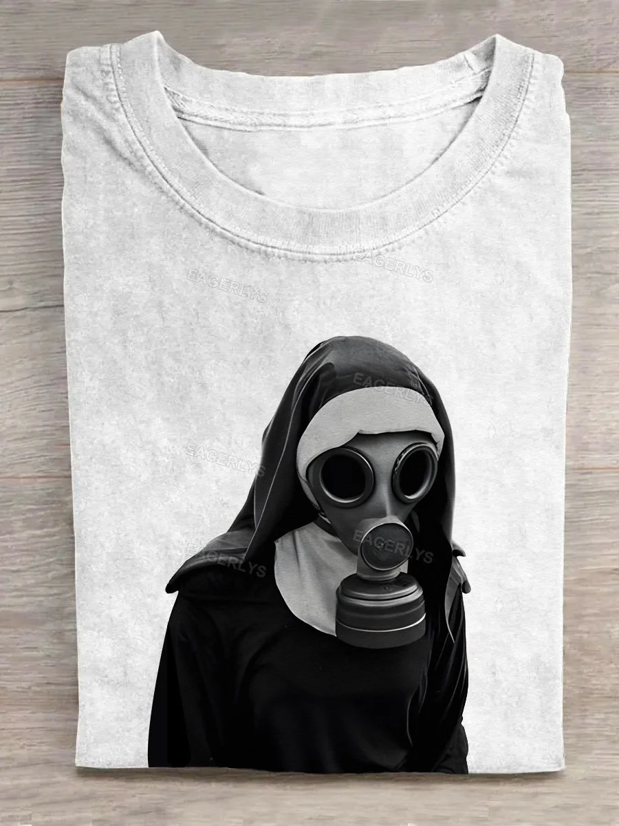 Eagerlys The Nun Wearing Gas Mask T-shirt Eagerlys