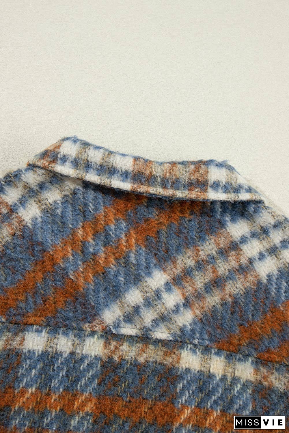 Plaid Collared Neck Jacket with Chest Pockets