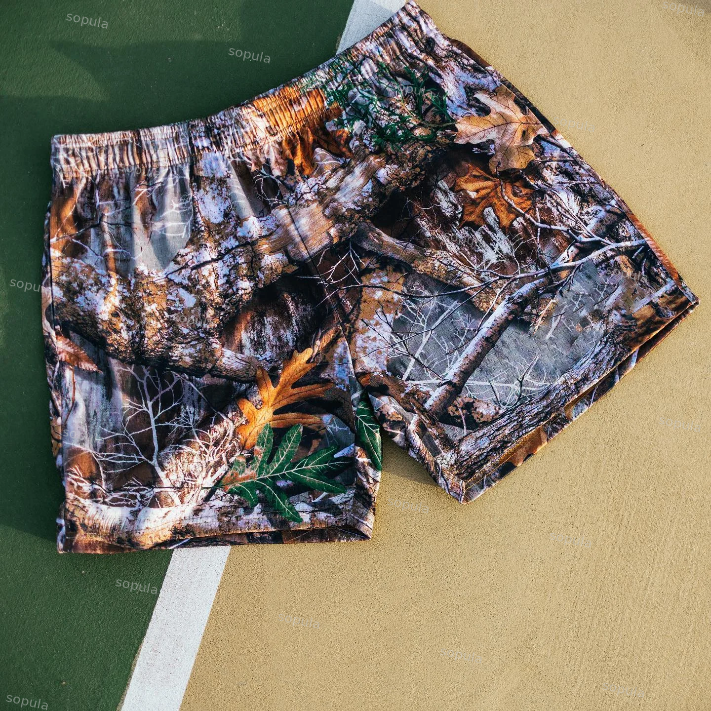 Sopula Jungle Print Drawstring Mesh Shorts