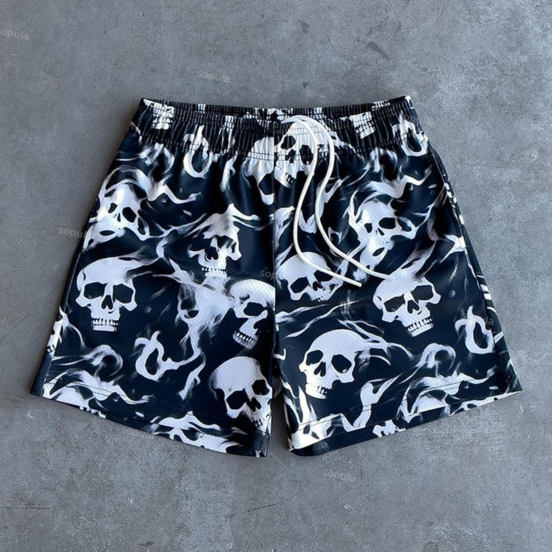 Vintage Bravest Studios Skull Graphics Mesh Shorts