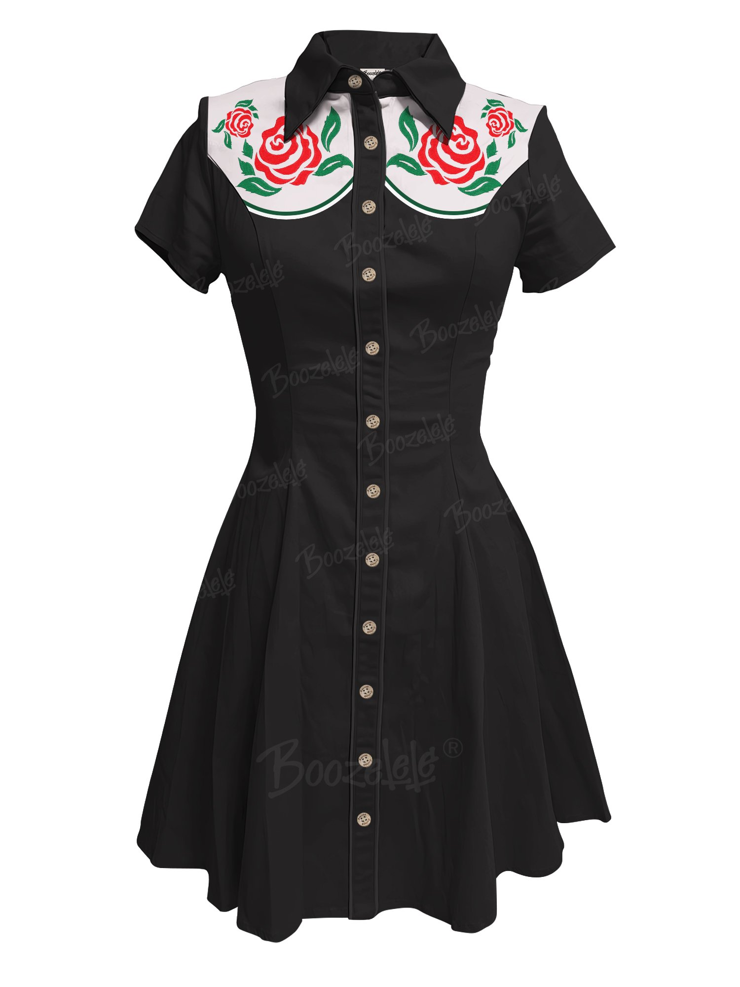 Red And Green Flowers  - 100% Cotton Dress