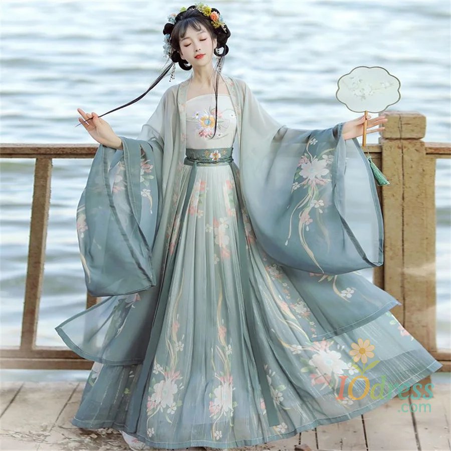 IO Dress Traditional Women Song Dynasty Embroidery Print Hanfu Dress Ancient Chinese Style Stage Costume Dance Hanfu Princess Outfits