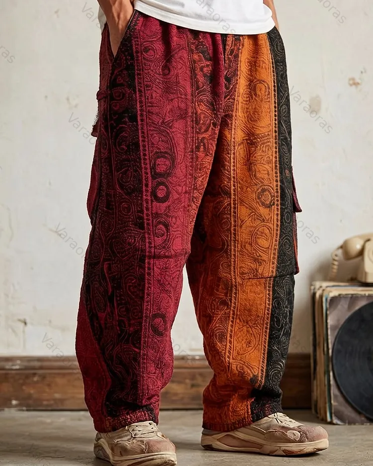 Men's Summer Fashion Rainbow-Colored  Linen Pants  9011