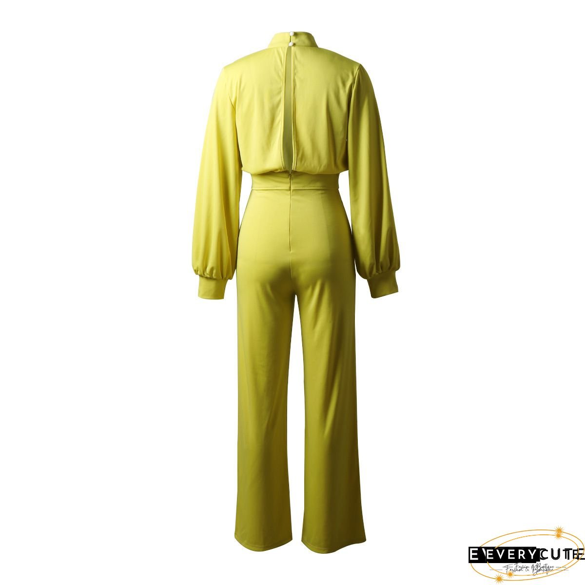 Women's Basic Fashion Streetwear Party Daily Crew Neck Green White Black Jumpsuit Solid Color Zipper Lantern Sleeve