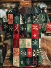 Vintage Plaid Print Christmas Casual Long-Sleeve Shirt