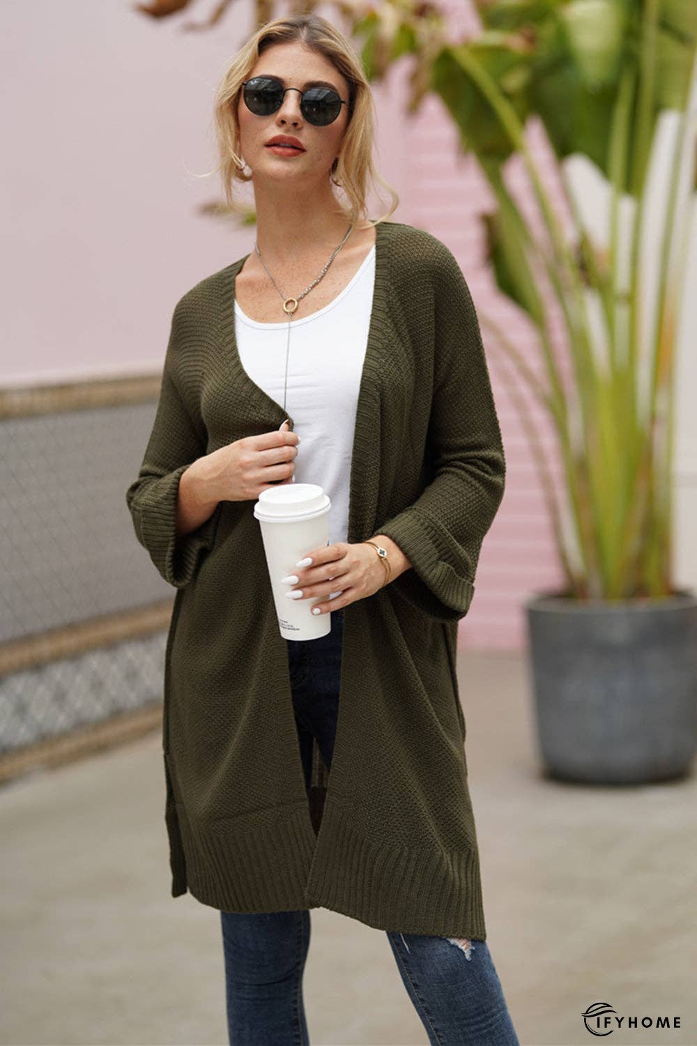 Open Front Long Sleeve Cardigan | IFYHOME