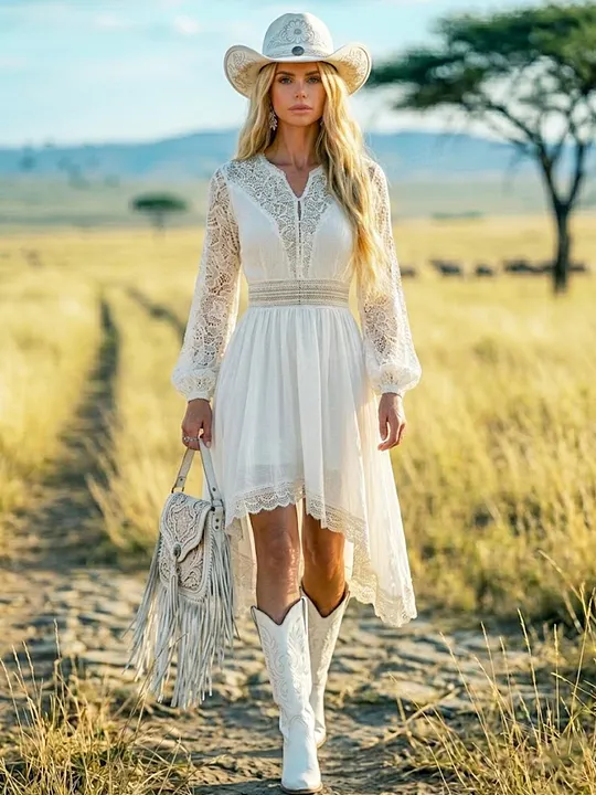 midi white lace dress for women Mac Duggal - Ivory Embellished Lace Sleeveless Midi Dress