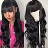 Black Long Hair Loose Deep Wave Wigs with Bangs