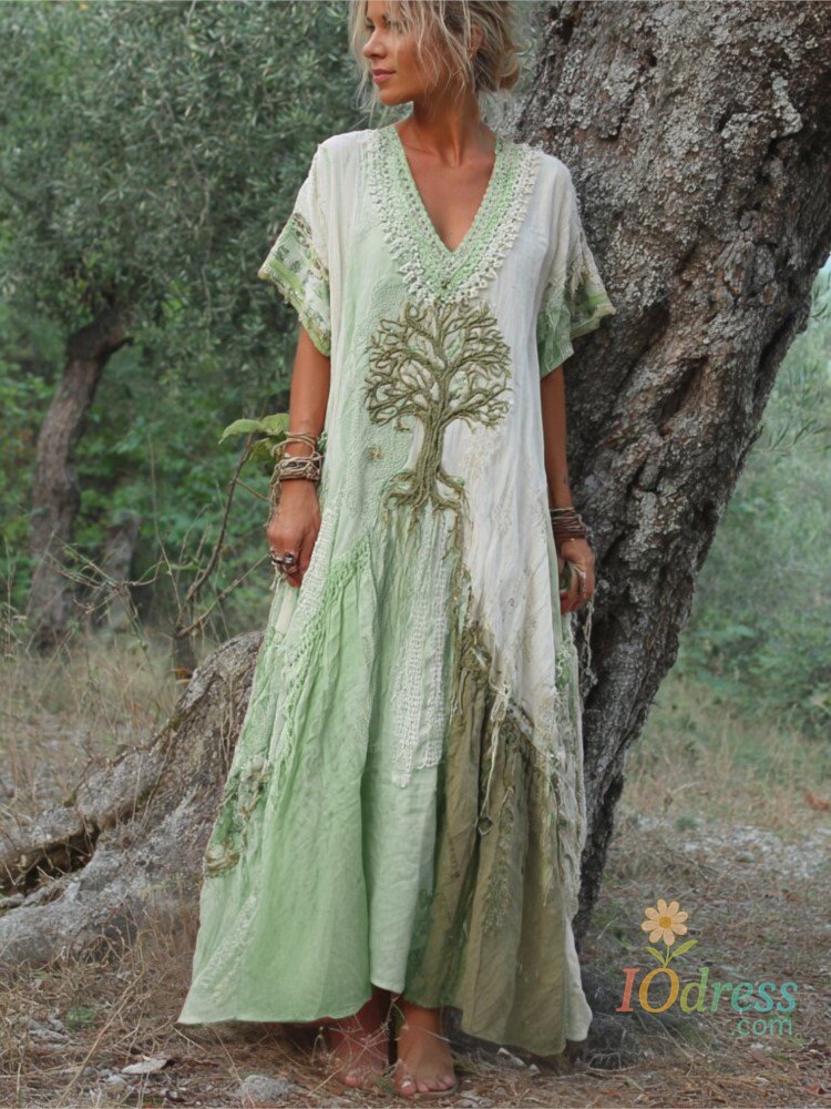 IO Dress Fashion 3D Printed Short-sleeved Women's Dress For Summer New Casual Loose V-neck Female Seaside Swaying Dresses 2025