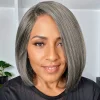 Salt & Pepper Glueless Straight Bob Wig