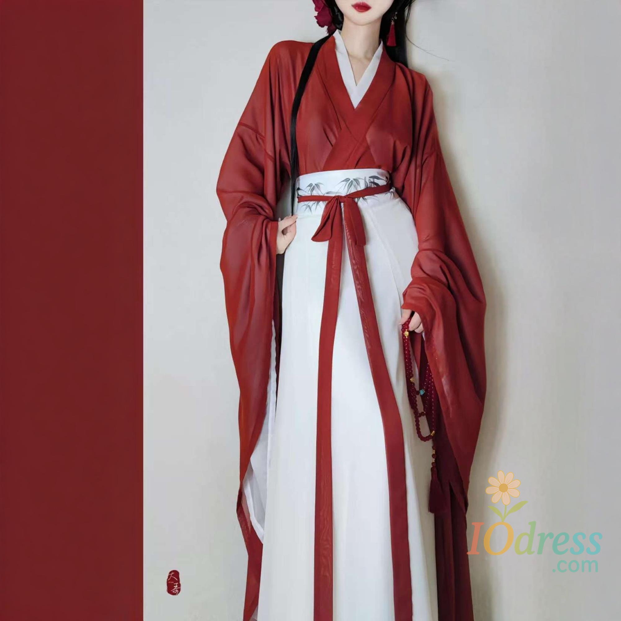 IO Dress Chinese Ancient Hanfu Dress Outfits for Women Large-sleeved Carnaval CosplayTraditional Hanfu Fancy Dress Red&white