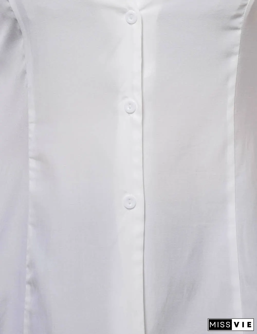 Ladies Long Sleeves Button Down White Shirt SKT51064