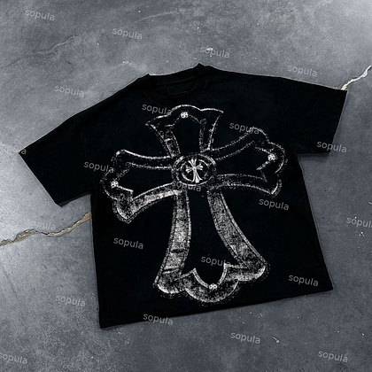 Vintage Fraternal Double Cross Graphic Cotton T-Shirt