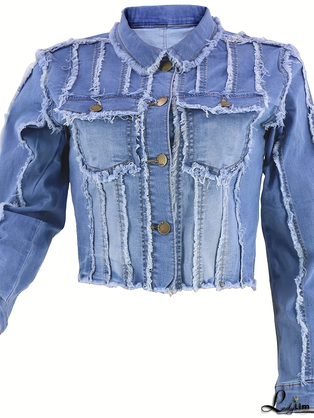 Women‘s 2025 Cropped Denim Jacket - Slim Fit Notch Collar Long Sleeve Retro Street Style Coat, High-Stretch Washed Jeans Jacket for Fall/Winter, Casual to Semi-Formal Outfits, Versatile Outerwear, Fall Fashion, Classic Coatigan