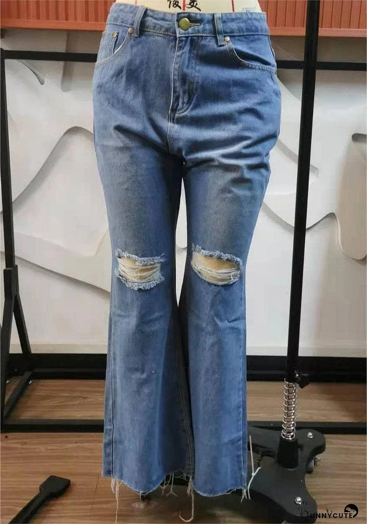 Denim trousers ripped bootcut jeans