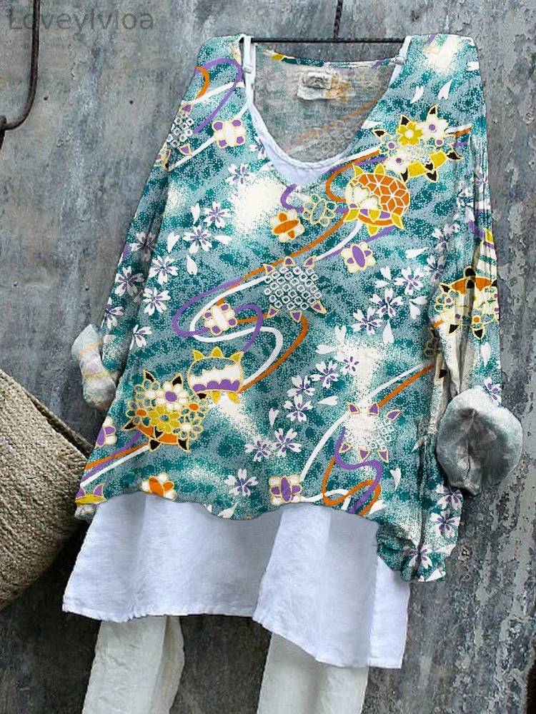 Bundles&Sakura Petals Linen Blend Tunic