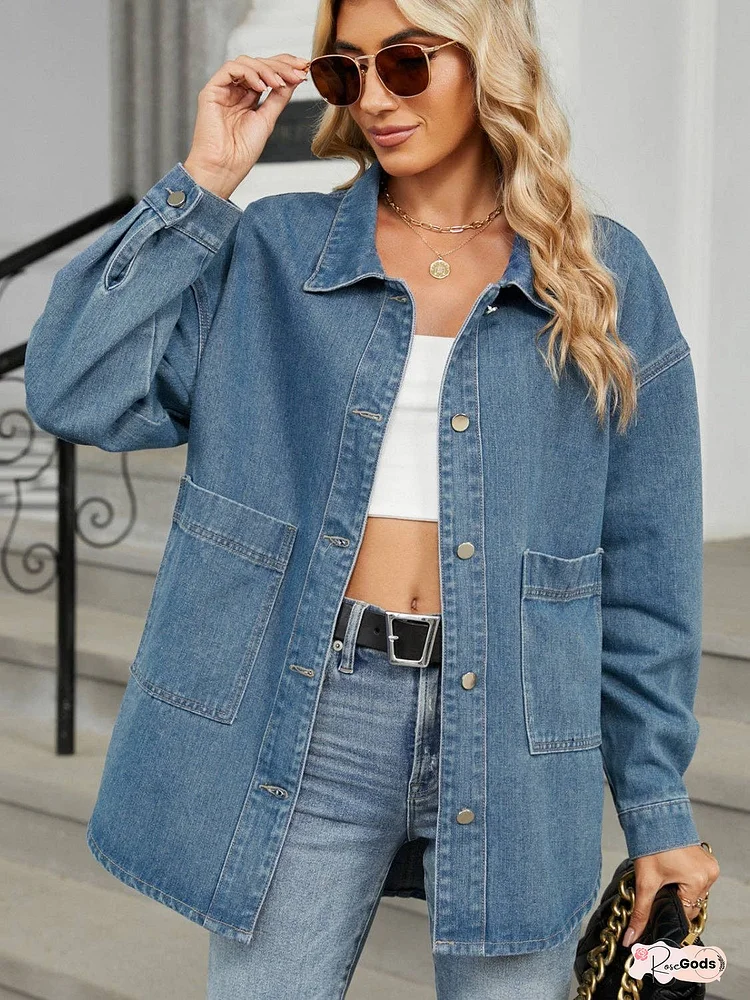 Removable Hood Button Up Long Sleeve Denim Jacket