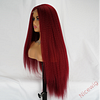 Glueless Wine Red Kinky straight 200% density glueless brazilian wigs