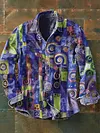Mens Vintage Abstract Print Casual Long Sleeve Shirt