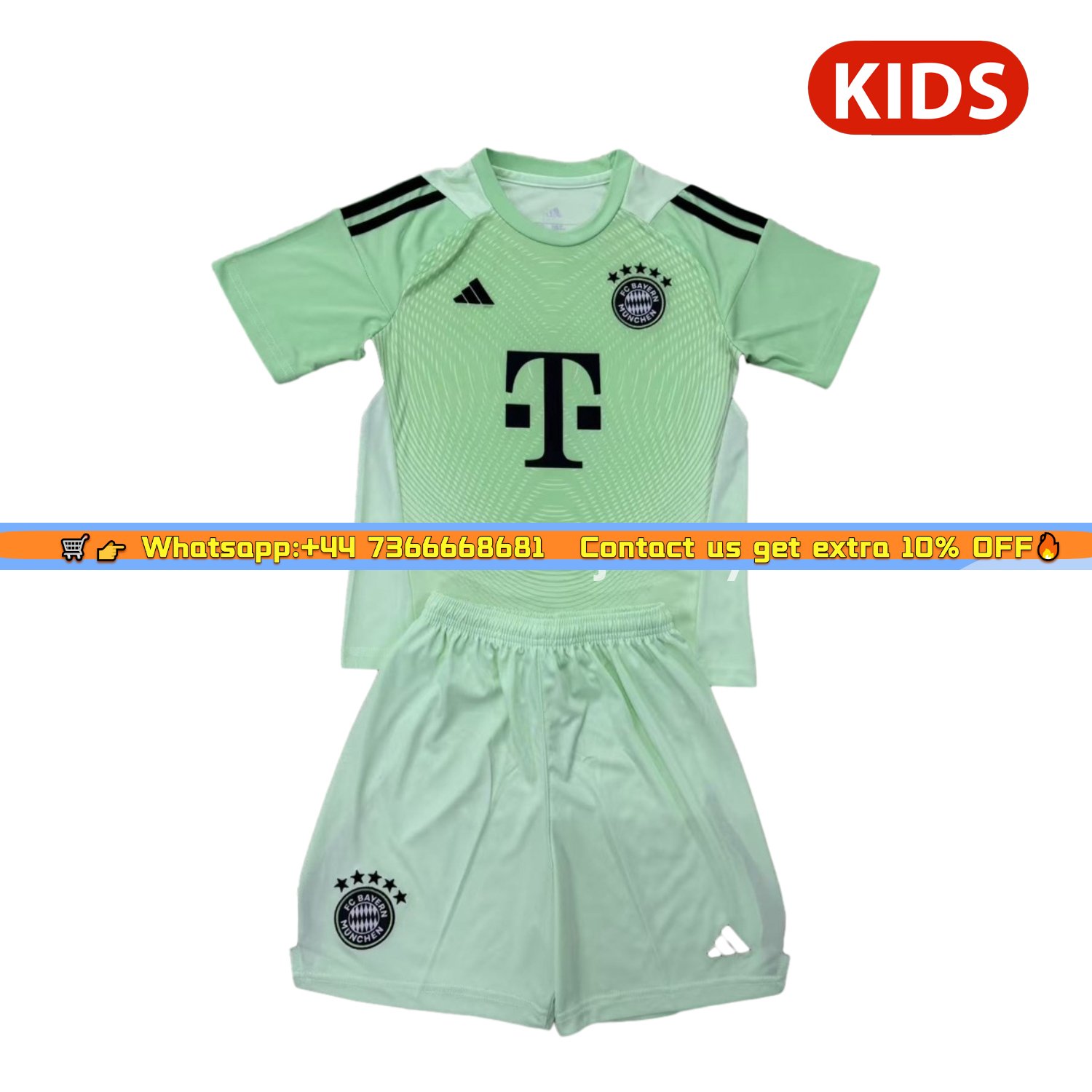 Bayern Munich 25-26 Green Goalkeeper Kids Kit