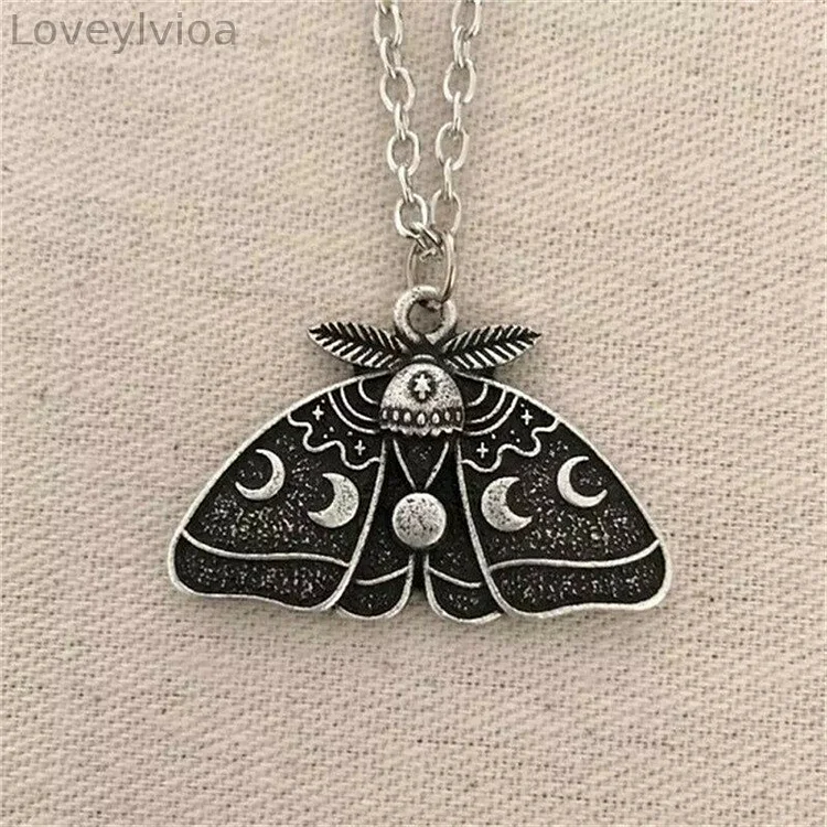 🔥  🔥 Moon Phase Luna Moth Pendant Necklace