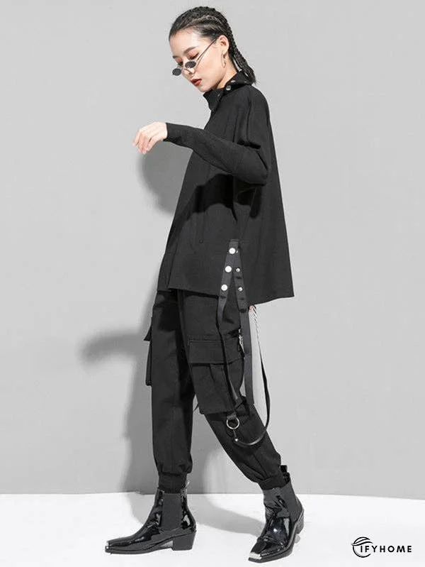 Original Solid Stand Collar T-Shirts Tops | IFYHOME