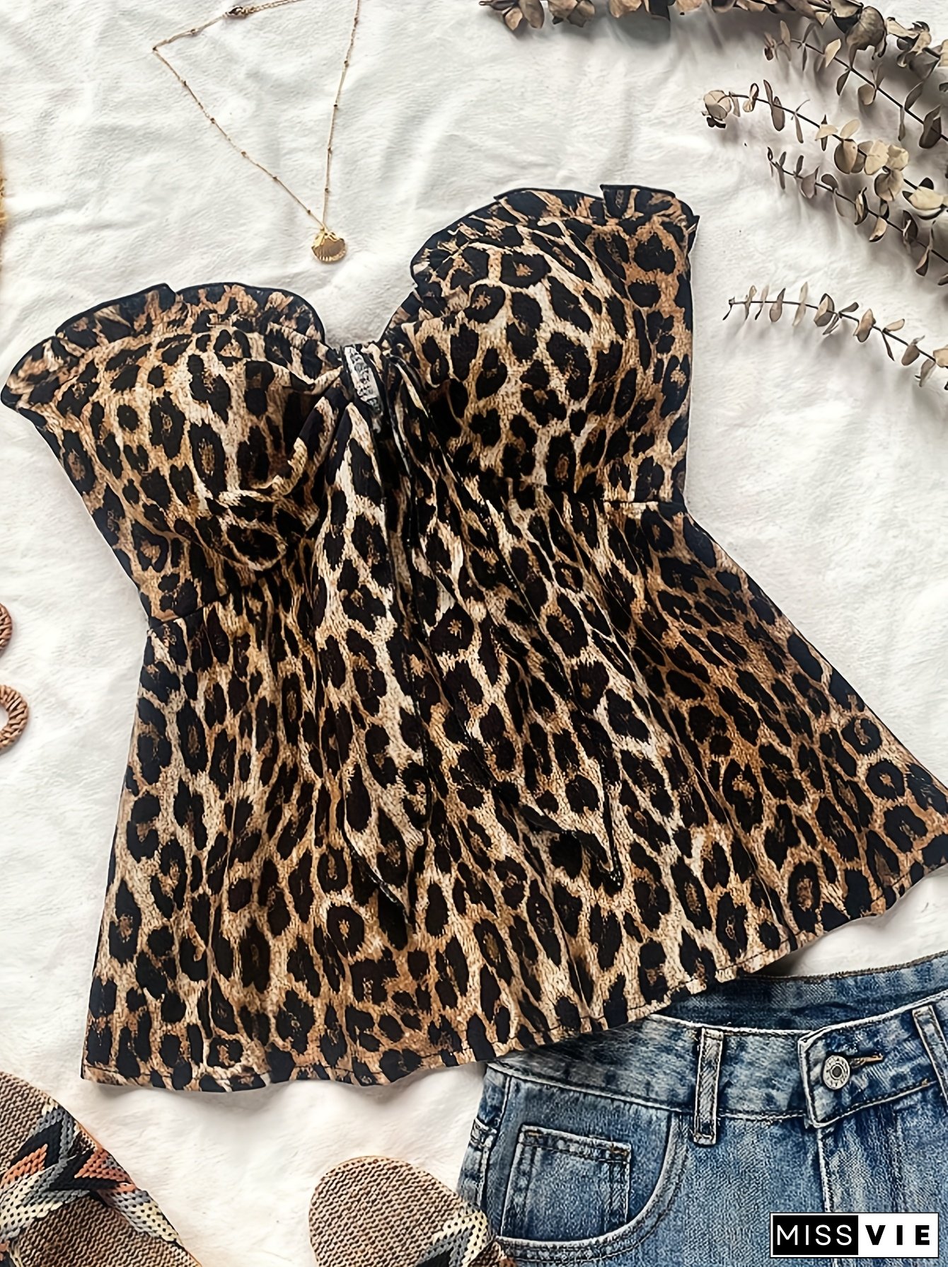 Chic Leopard Print Tube Top-Spring / Summer Vacation Outfit!
