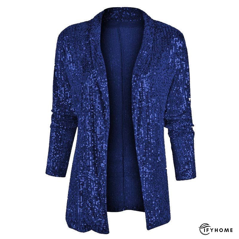 Sequin Long Sleeve Mid-Length Blazer Coat | IFYHOME