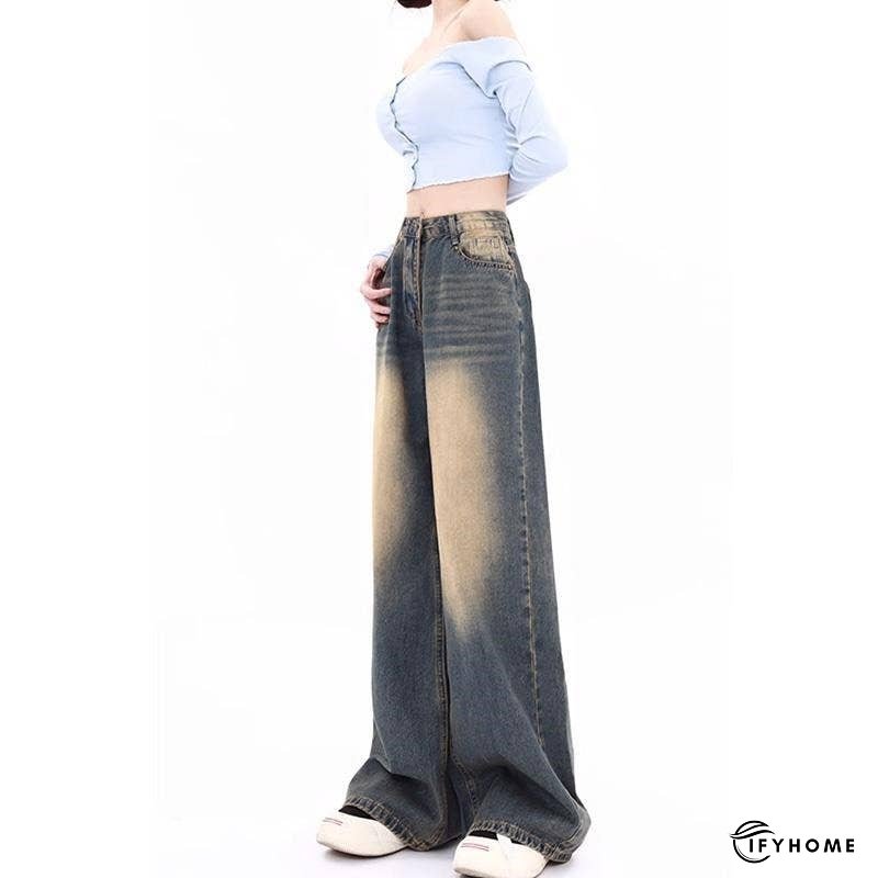 Vintage High Waisted Wide Leg Distressed Denim Jeans | IFYHOME