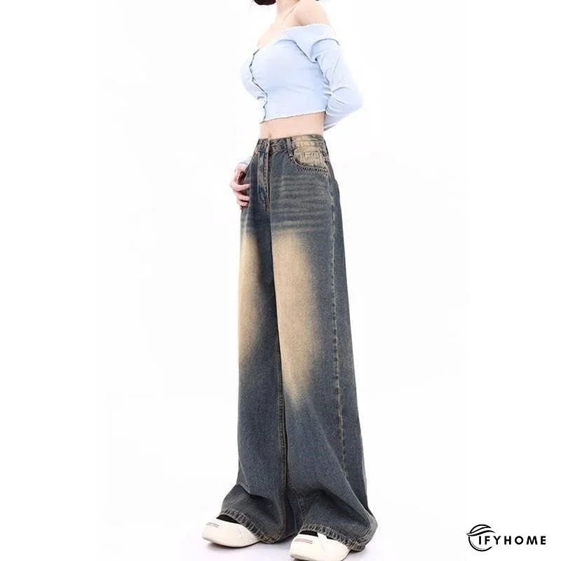 Vintage High Waisted Wide Leg Distressed Denim Jeans | IFYHOME