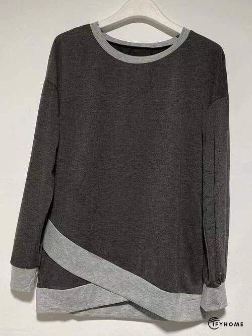 Contrast Boat Neck Long Sleeve T-Shirt | IFYHOME