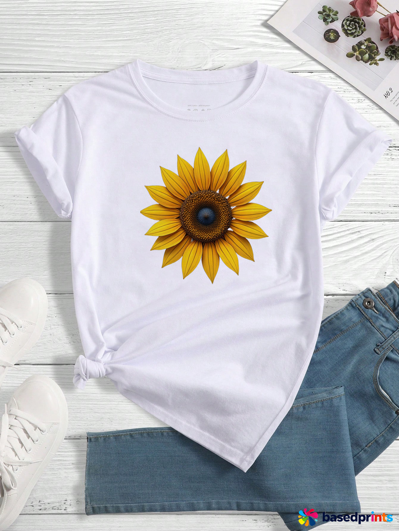 Sunflower Graphic Tee Women Summer Casual Short Sleeve T-Shirt